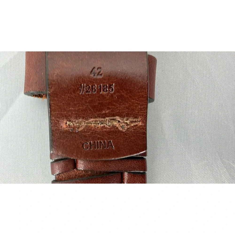 Leatherman Ltd Braided Leather Belt Mens 42 Brown‎ Woven Silver Buckle Golf